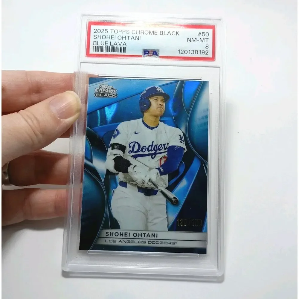 2025 Topps Chrome Black Shohei Ohtani #50 Blue Lava Refractor SP 138/150 PSA